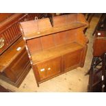 19th Century oak wall bracket with open shelves and two panel doors