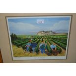 M.M. Loxton, signed limited edition print, Clos de Vougeot and three other pictures