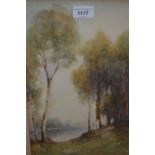 Two framed watercolours, female bathers by a woodland lake, signed Horace Middleton, and study of