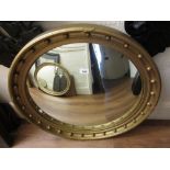 Large 20th Century circular gilt ball pattern convex wall mirror