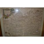 Emanuel Bowen, antique gilt framed map of Surrey, 21ins x 28ins (heavily restored), antique maple