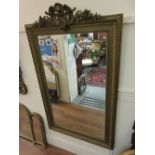 19th Century French gilt moulded composition rectangular wall mirror with shell and floral surmount