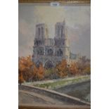 20th Century oil on canvas, view of Notre Dame, signed Marin Paris, 19.5ins x 15.5ins, gilt framed