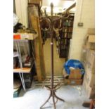 20th Century bentwood hat and coat stand, oak bachelor's suit stand and a modern standard lamp