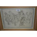 Charcoal and pencil drawing, figures dancing, signed Feigl, 10ins x 14ins