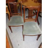 Set of six late Victorian walnut pierced slat back dining chairs with upholstered seats, raised on