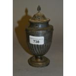 Birmingham silver pedestal sugar caster with wrythen embossed decoration, makers mark S & M