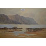 J. Marshall Howett, large watercolour on paper applied to canvas, coastal inlet with view of