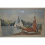 Caterine Wiles, watercolour, August Bank Holiday, Chipstead Lake , signed, 14ins x 21ins, framed