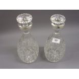 Pair of good quality cut glass decanters with stoppers with white metal collars