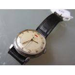 Jaeger LeCoultre mid 20th Century gentleman's steel cased automatic wristwatch with Arabic numerals,
