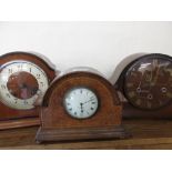 Three various 20th Century dome top mantel clocks, one with three train Westminster striking