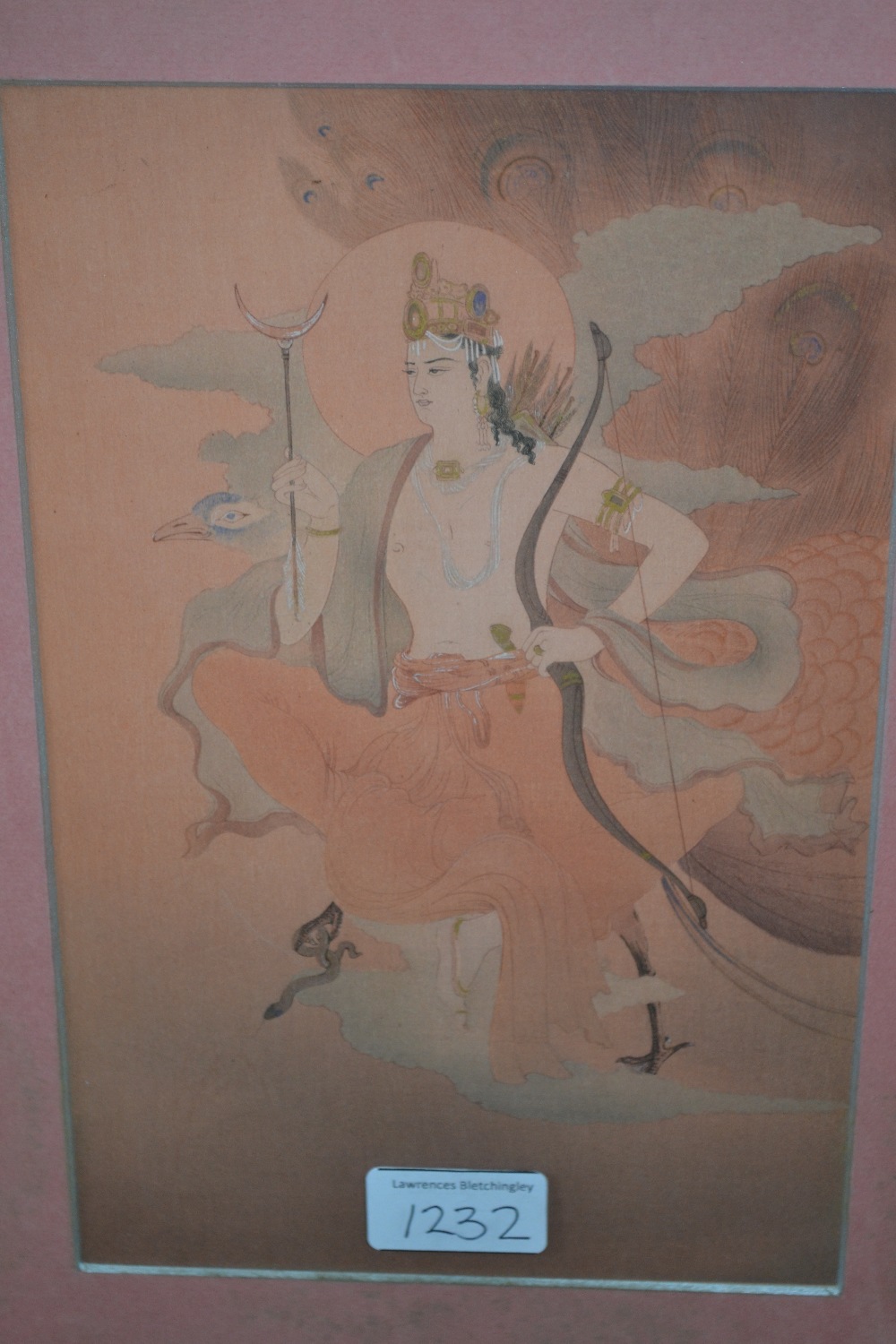 Set of three Asian overpainted prints of various figures/ deities, two unsigned, one bearing - Image 3 of 3