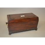 Regency mahogany tea caddy with glass mixing bowl