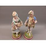 Two 19th Century French porcelain figures of a lady and galant 16ins high
