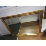 Reproduction rectangular gilt moulded composition bevelled edge hanging wall mirror