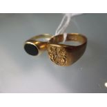 18ct gold signet ring together with another signet ring 18ct gold ring: size N, weight = 8g Other
