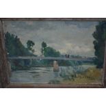 Two small framed oils, impressionist river landscape, signed Henry Leclerc, and study of wild