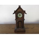 Late 19th Century Continental walnut and gilt decorated mantel clock with enamel dial and Arabic