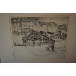 E. Owen Jennings signed etching, entitled 'Sand Cart Sienna ', unframed, 11ins x 13ins