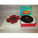 Set of five lacquer plates by Kenzo, Paris, together with a modern Art Glass flower head dish