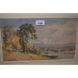 19th Century English school, watercolour, ' View on the Thames Towards Caversham Bridge and