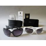Pair of ladies Jaeger sunglasses in original case and a pair of ladies Armani white framed