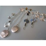 Quantity of silver jewellery including a charm bracelet and pendant locket