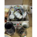 Pair of Noritake vases and sundry other oriental porcelain tea, coffee ware, ginger jar etc