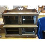 Edwardian mahogany line inlaid table top cabinet with a low gallery above two pairs of glazed