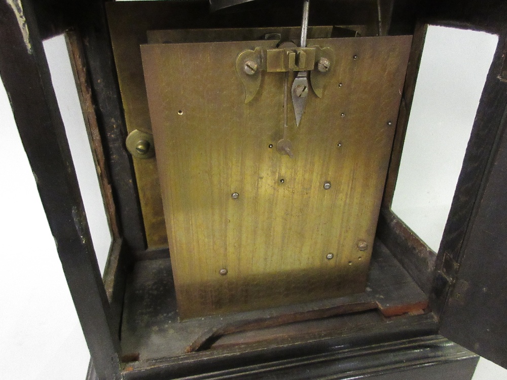 Ebonised and ebony veneered table or bracket clock, the gilt brass dial with silvered chapter - Image 2 of 3