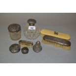 Cut glass and silver mounted perfume bottle, similar dressing table bottle and other various related