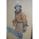 Anton Frolka, watercolour, study of a vagabond, signed , 26ins x 16ins, framed