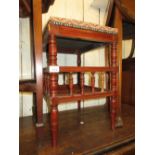 Edwardian stained beechwood rectangular piano stool on spindle turned supports
