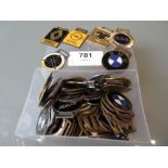 quantity of various enamel decorated keyring fobs