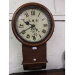 19th Century Great Western Railway mahogany drop dial wall clock, the 12in enamel dial with Roman