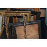 Box containing two 18th Century ebonised fruitwood picture frames, together with various maplewood