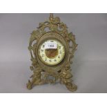 19th Century brass easel clock with enamel dial (at fault)
