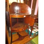 19th Century mahogany corner washstand with galleried back and single drawer undertier on splay