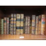 Quantity of various leather bound volumes including two volumes, ' History of the Papacy '