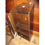 Small early 20th Century oak magazine rack / bookcase, shaped top occasional table and a similar