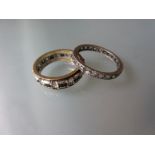 9ct Yellow gold full eternity ring together with another full eternity ring