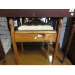 20th Century beech wood box seat piano stool on tapering supports