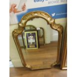 Reproduction gilded composition and cream painted cartouche wall mirror