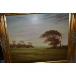 20th Century oil on canvas, landscape with trees, signed Beck, gilt framed, 19ins x 23.5ins