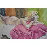 Watercolour, reclining female nude study