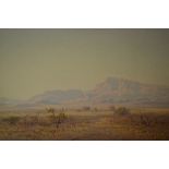 Johannes Blatt, South West African watercolour, landscape with distant rocky mountains, signed