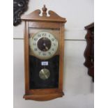 20th Century ash cased Vienna style wall clock having Seiko quartz movement , a circular dial with
