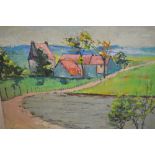 Mid 20th Century oil painting on board, an Impressionist style landscape, inscribed verso Daufin,