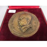 Bronze plaque inscribed Antoine De St. Exupery, dated 1969 verso in fitted box (from the Harold